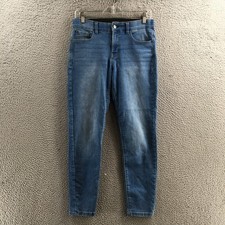 Curve Appeal Crop Ankle Jeans Womens 6/28 Blue Denim Cotton Blend Mid Rise Zip