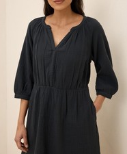 Pact Women  s Coastal Double Gauze Peasant Dress Extra Small Black