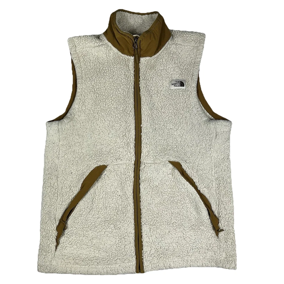 Vintage The North Face Sherpa Hampshire Vest Men's Size Small White And Khaki - Image 4 of 4