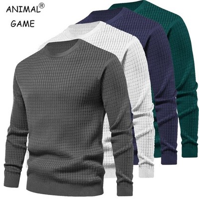 New Men's Crew Neck Solid Sweatshirts Casual Outdoor Jogging Sportswear Tops