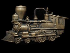 PD27144 VINTAGE 1978 CUT-OUT  STEAM ENGINE TRAIN  RAILROAD SOLID BRASS BUCKLE