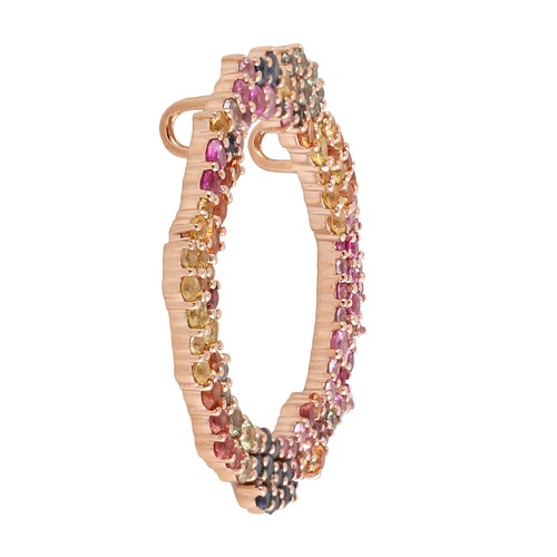 Black Friday Natural Multicolor Zafiro 14k Oro Rosa Colgante Mujer Diseñador - Imagen 3 de 6