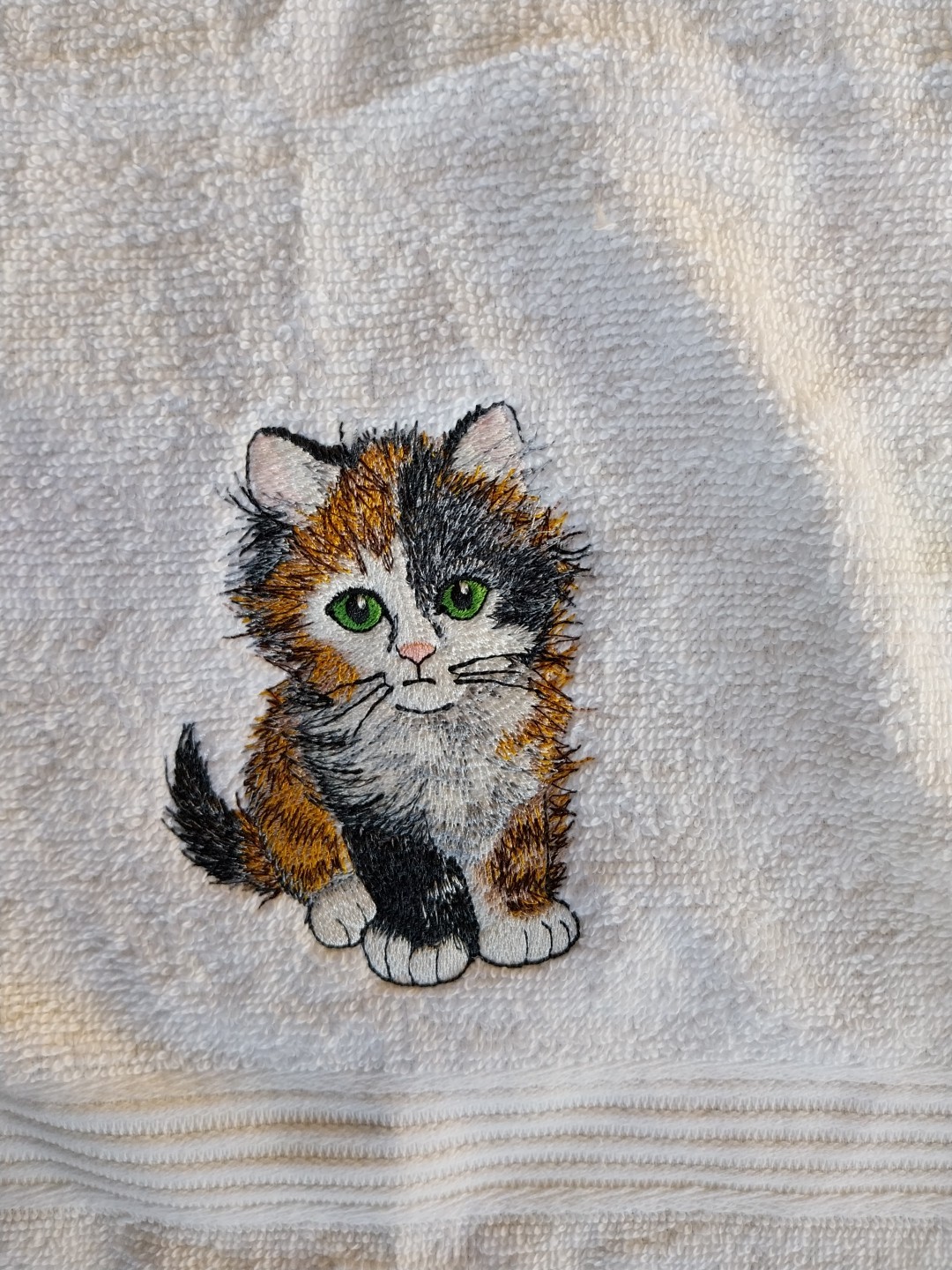 Set Gästehandtücher 3 bestickt kleine Katze Geschenkidee Handarbeit Weihnachten