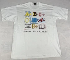 Vintage Red Cross Blood Type Shirt Adult XL Screen Stars BEST Single Stitch