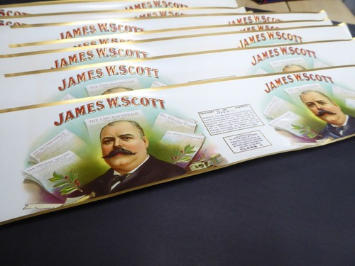 X50 WHOLESALE CIGAR CAN LABEL C1900 JAMES SCOTT PUBLISHER CHICAGO NEWSPAPER - Picture 3 of 9