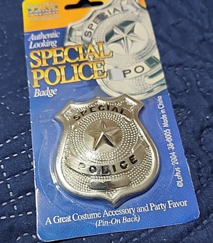 Authentic Look Metal Special Police Silver Cop Officer Badge Costume ...