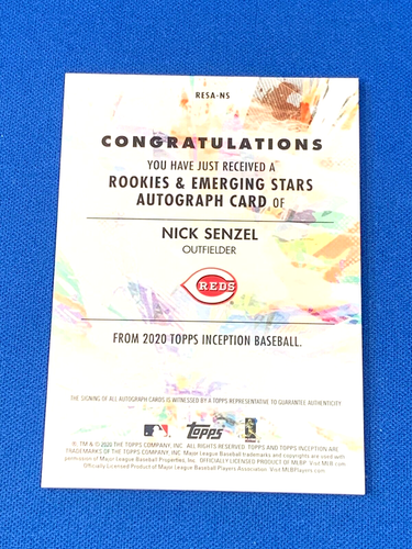 2020 Topps Inception Nick Senzel Auto 092/100 Cincinnati Reds #RESA-NS - Picture 2 of 8