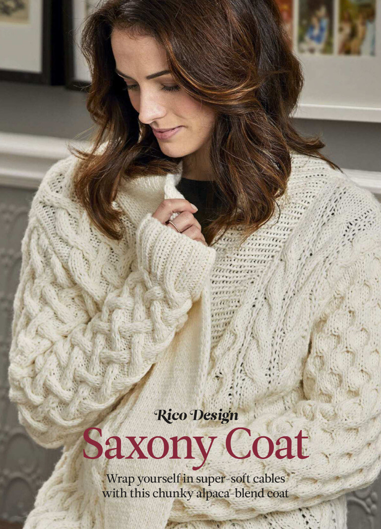 Sweater Rico Design Alpaca Blend Chunky SAXONY COAT Cable Jacket