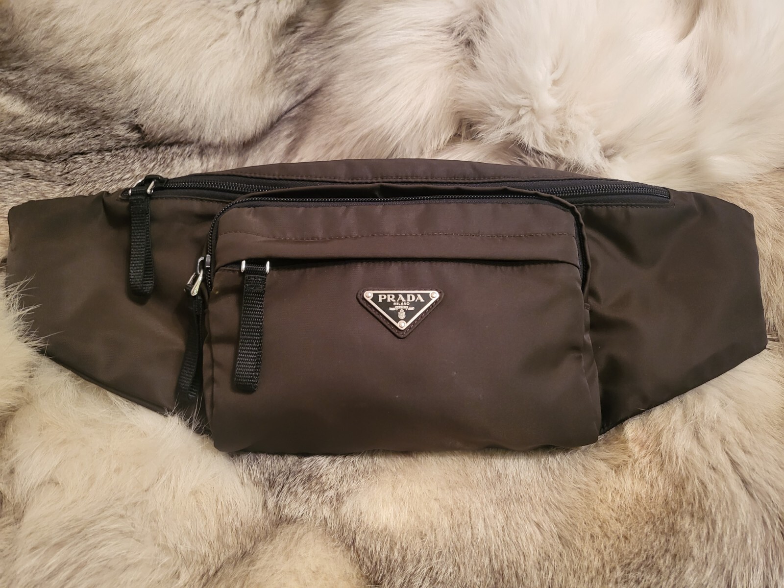 PRADA Nylon Fanny Pack Belt Bag in Army Green Authentic