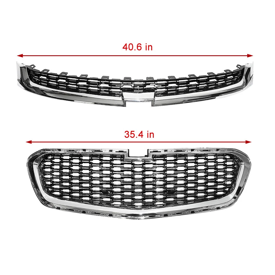 For 2014-2016 Chevrolet Malibu Front Upper/Center Radiator Grille Chrome & Black Foto 4 de 4