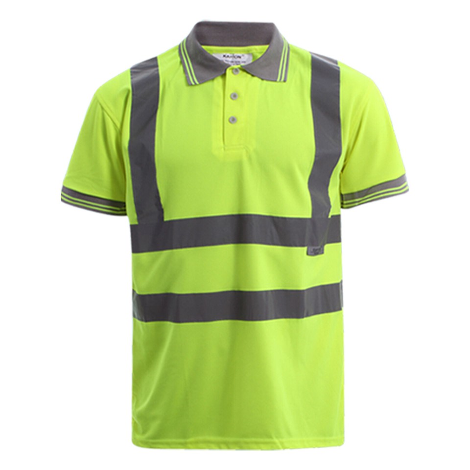 Hi Viz Vis Polo T-Shirt High Visibility Reflective Tape Safety Security ...