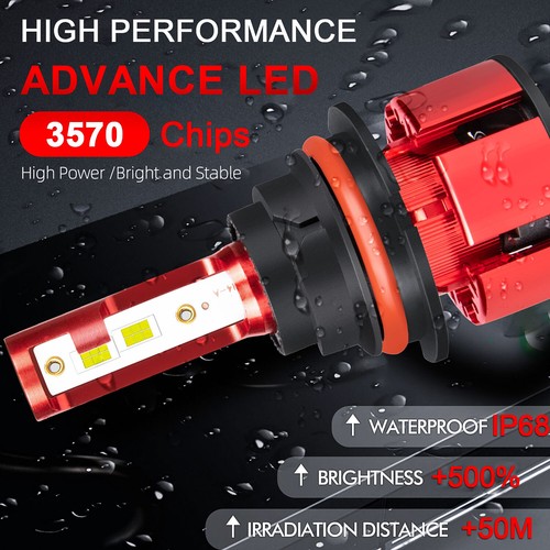 For Ford F-150 F-250 F-350 Super Duty 9007 2 Sides LED Headlight Bulbs Kit Hi/Lo - Picture 9 of 15