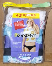 9 Pairs Hanes Women's Bikini Underwear Panties Breathable Cotton Tagless Size 5
