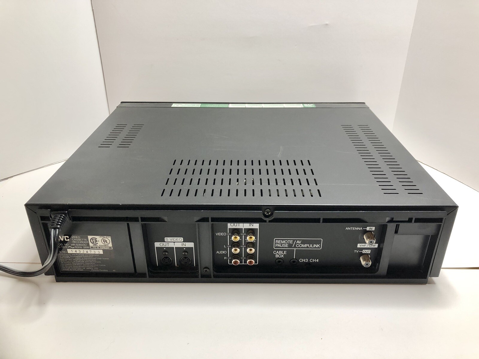 JVC HRS3500U Super VHS ET VCR Will Not Power On PARTS/REPAIR ONLY