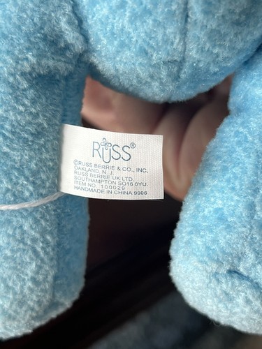 Russ Orso del mese acquamarina marzo pietra portafortuna orso 6" peluche fagioli seduto - Foto 5 di 5