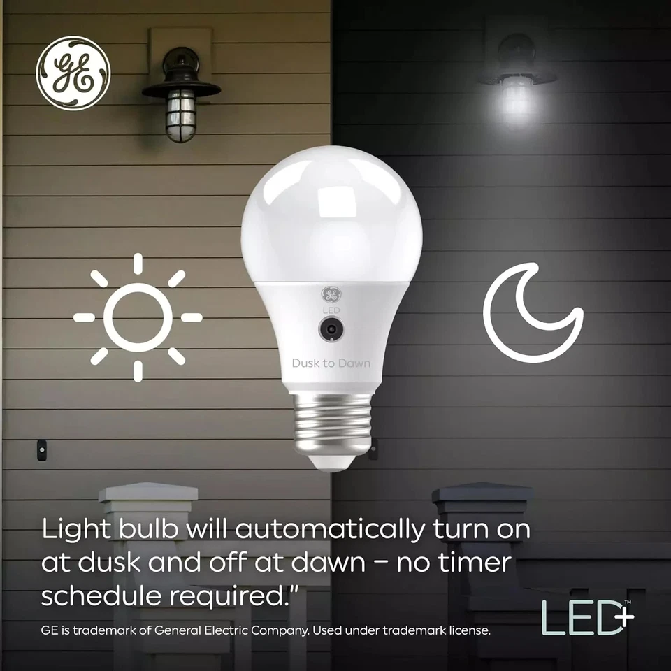 GE LED+ Dusk to Dawn LED Light Bulbs, Automatic On/Off Outdoor Security Lights - Image 4 of 4