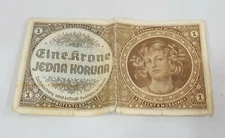 Rare 1940 Banknote 1 Eine Krone Bohemia & Moravia Protectorate Legal Tender 