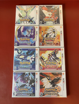 POKÉMON 8 GAME LOT Nintendo 3DS: X, Y, MOON, SUN, Alpha Sapphire