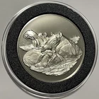 African Hippopotami￼ Sterling Silver Rare Vintage Proof Coin Hippo Round Medal