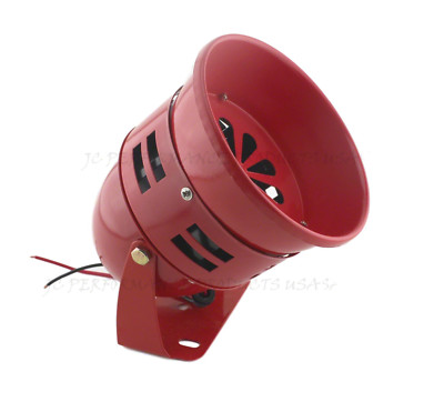 blemished FIRE ENGINE RED 12V AIR RAID SIREN HORN TORNADO ALARM REAL MOTOR DRIVE