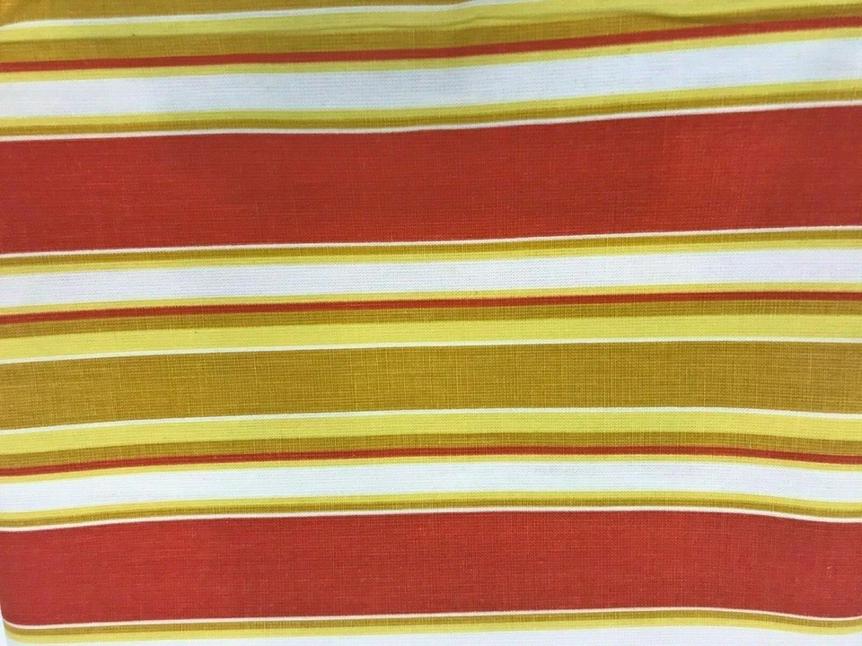 Tela Waverly Vintage 3 yardas Naranja Toreador Rayas Algodón Oro Amarillo Foto 2 de 4