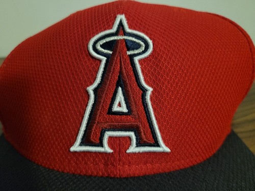 LA Angels New Era 59FIFTY Fitted Hat Cap 7 1/2 2014 MLB Postseason Red Blue Nice - Picture 10 of 12