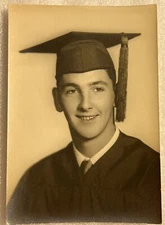 Springhill LA Man Graduation Vintage Black White Picture Photo Outdoor