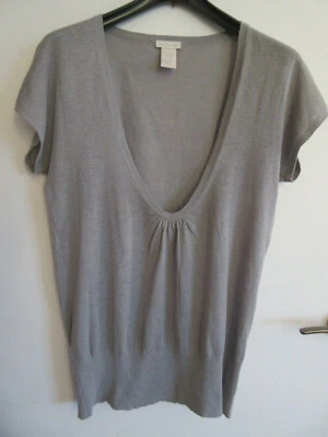 T-SHIRT TOP HAUT femme GAP LIN COTON maille jersey GRIS – taille S 40 veste - Photo 1/4