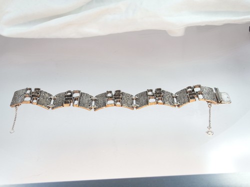 Bracelet créateur massif argent 835 années 70 design organique filligran