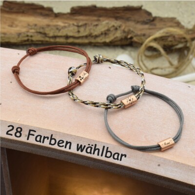   Armband Fußband JUNA | mit Gravur | 2mm Segeltau | Verschiebeknoten | 02  