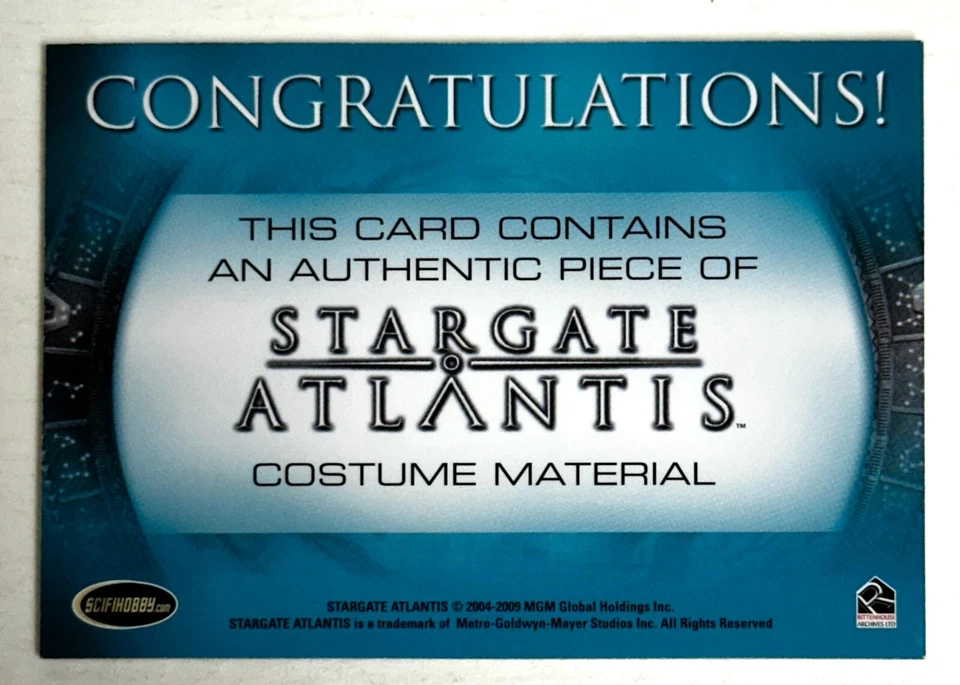 2009 Stargate Atlantis Costume Card Teyla Emmagin - Image 2 of 2