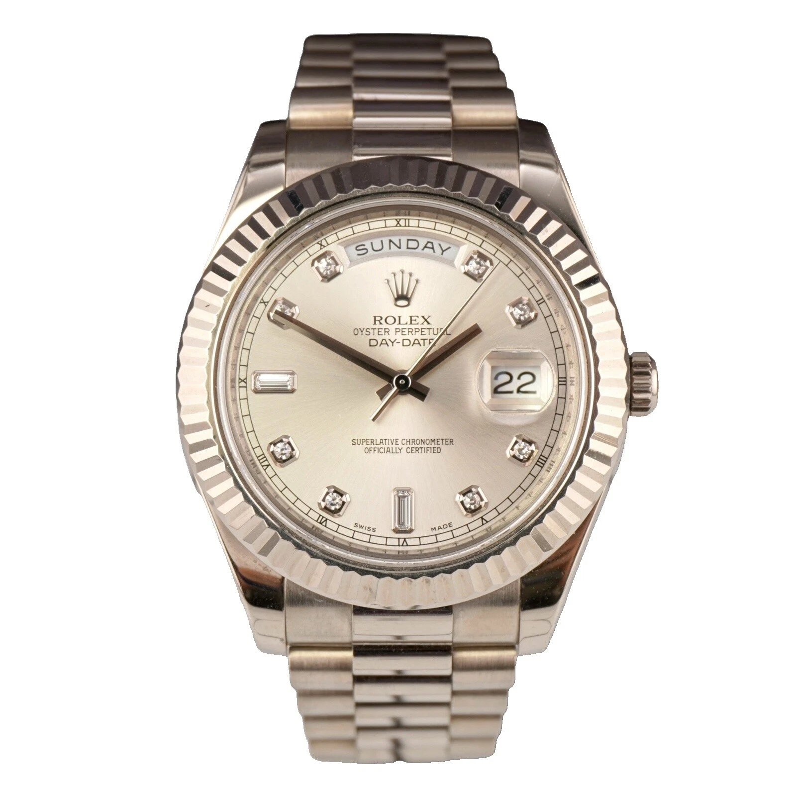 Rolex Day-Date Luxury White Gold Band Wristwatches