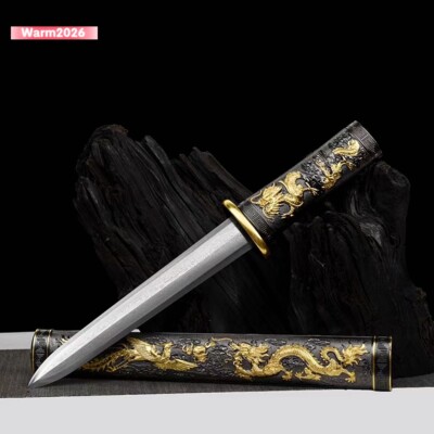 High Manganese Steel Sharp Dragon Phoenix Dagger Double Edged Short Sword Y1450