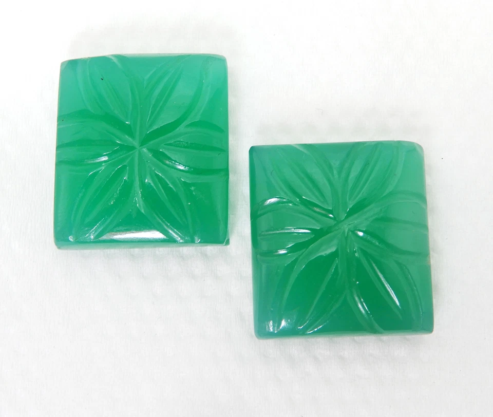 Par de piedras preciosas sueltas talladas de ónix verde 44,50 quilates con forma de esmeralda certificada natural Foto 2 de 4