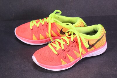 Nike Sneaker Flyknit Lunar 2 Damen Turnschuhe Gr. 36,5 neon pink gelb SB2495