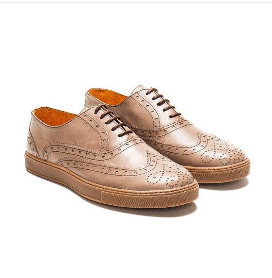 Undandy Dress Sneakers Sand Leather Brogue Oxford Mi… Gem