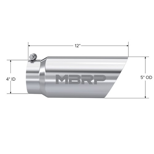 MBRP T5053 Stainless Steel Dual Wall Angled Round 4 inch Universal Exhaust Tip - Foto 2 di 3