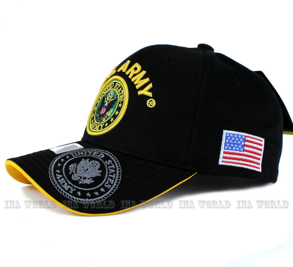 United States Army Star Embroidered Black Baseball Cap - Adjustable Military Hat - View #11