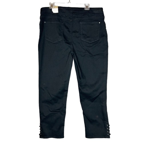 NWT Chicos Womens Size 16 Girlfriend Slim Leg Ankle Black Denim Pants - Picture 3 of 9