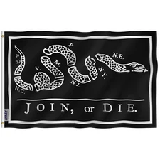Anley Fly Breeze  3x5 Ft Black Join Or Die Flag - Rattlesnake Flags Polyester