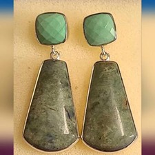 RARE Jay King Green Jasper & Chalcedony Sterl...
