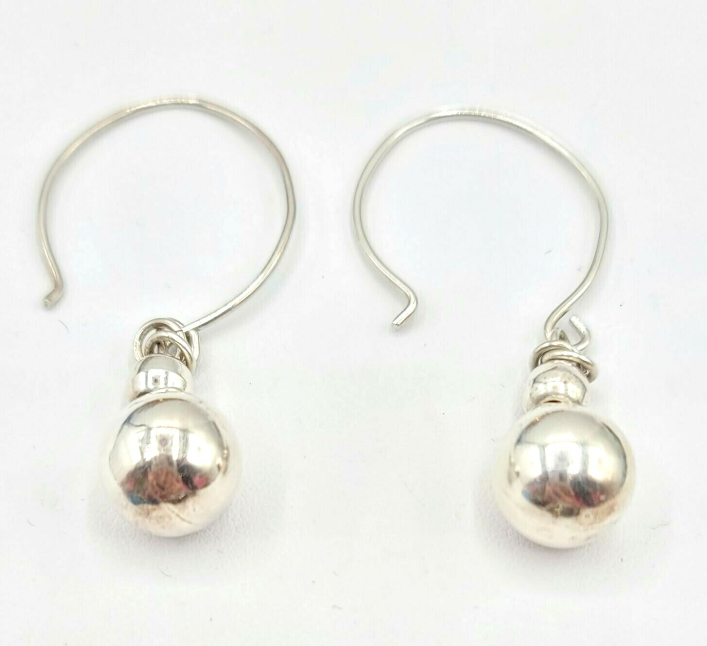 Sterling Silver Ball Dangle Large Hook Earrings - image 6