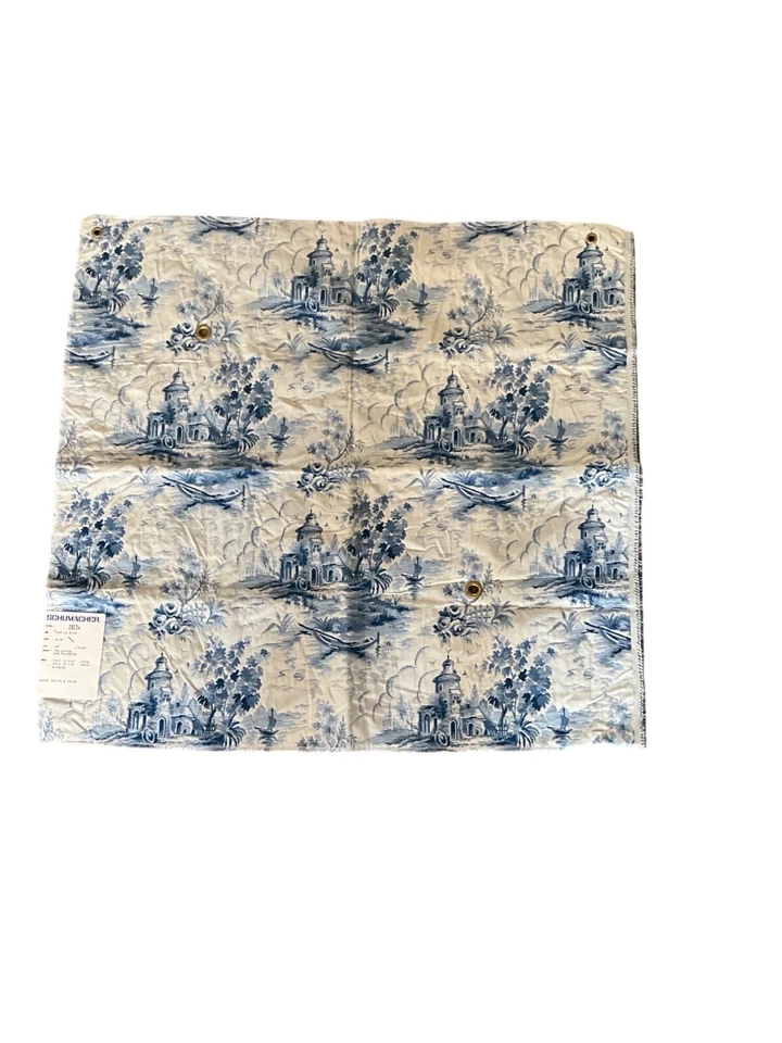 Muestra de tela Schumacher Sur La Rive azul y blanco muestra de 25 x 25 pulgadas. LEER Foto 2 de 4