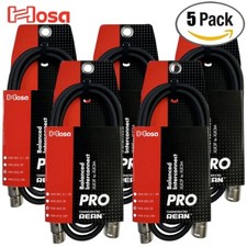 5-PACK Hosa HXX-005 5FT REAN XLR F to XLR M Pro Balanced Interconnect Cable