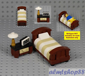 Lego Twin Bed Nightstand W Alarm Clock Minifig Bedroom Home Furniture Town Ebay