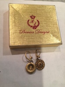 Authentic PREMIER DESIGNS "DAYBREAK* GOLD PLATED Colored Stones drop DANGLE EARRINGS