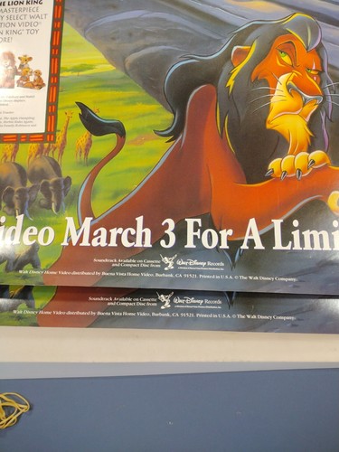 Walt Disney's The Lion King 1995 Poster Promo Home Video VHS 26"X40" - Picture 7 of 8