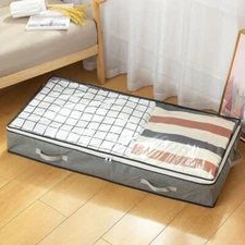 Zippered Under Bed Storage Dust Bag Underbed Clothes Hats Blankets Organizer