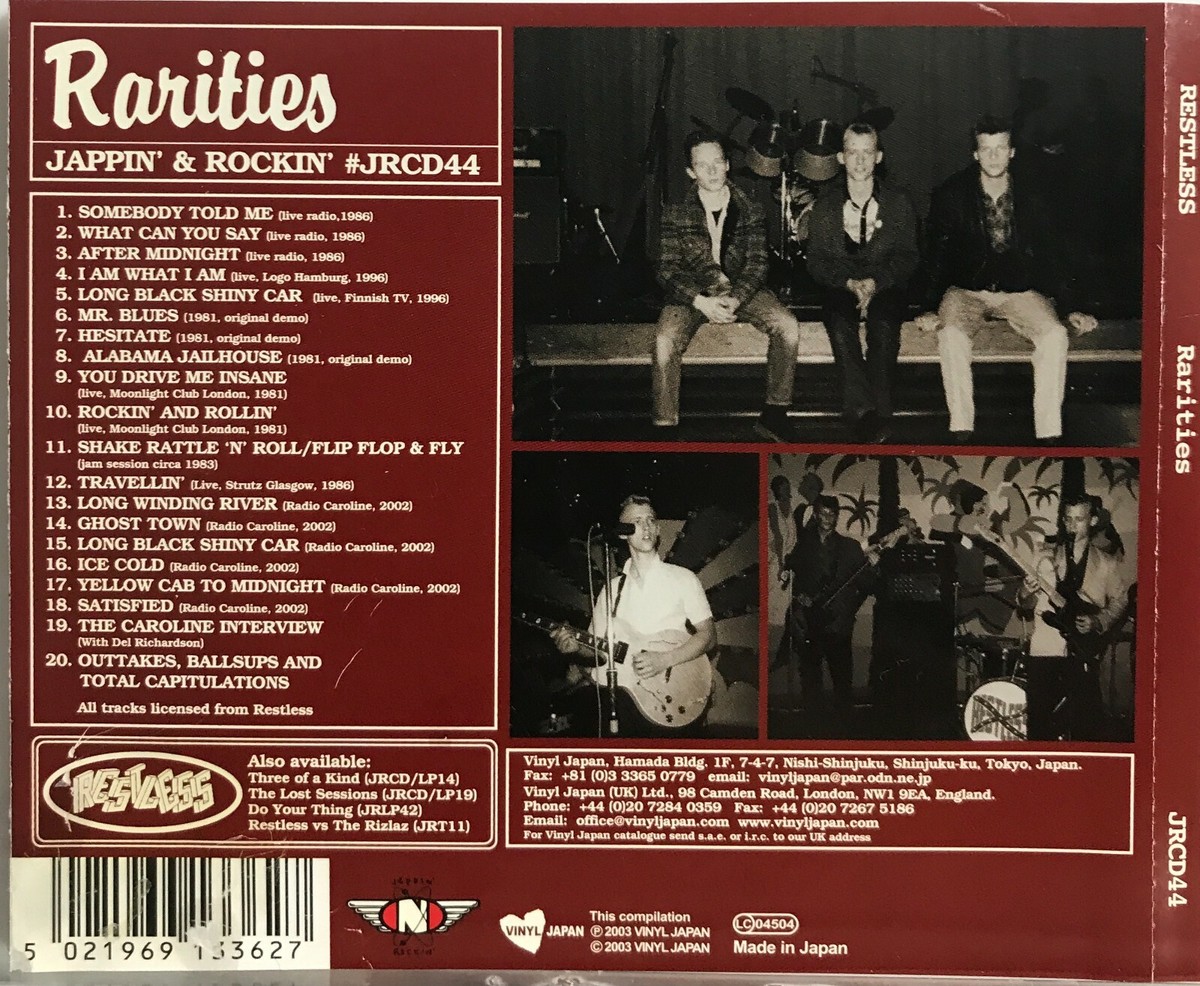 Restless : Rarities (CD, Mar-2004, Jappin' 'n' Rockin' Japan Restless : Rarities (CD, Mar-2004, Jappin' 'n' Rockin' Japan