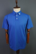 FJ FootJoy Blue Polyester Blend Short Sleeve Polo Shirt Size L